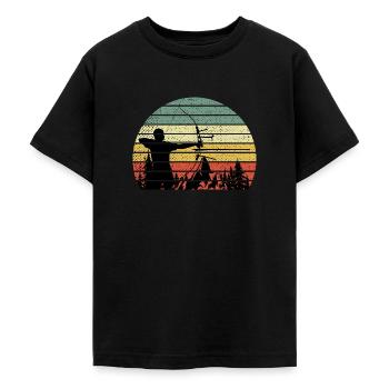 Vintage Bogen Schießen Pfeil und Bogen - Teenager T-Shirt - Schwarz - Vorne - AI Model Teenager Male light (155cm)