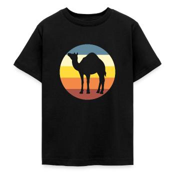 Chameau, nature, faune, animal du désert, vintage - T-shirt Ado - noir - Devant - AI Model Teenager Male light (155cm)