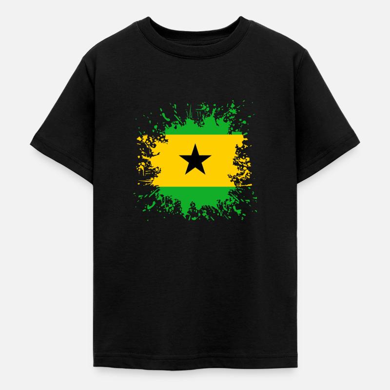Le drapeau de São Tomé-et-Príncipe éclabousse de peinture - T-shirt Ado - noir