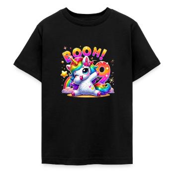 Unicorn Dab Birthday Shirt 9 - Teenage T-Shirt - black - Front - AI Model Teenager Male light (155cm)