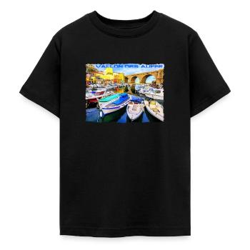 Vallon des Auffes Marseille - T-shirt Ado - noir - Devant - AI Model Teenager Male light (155cm)
