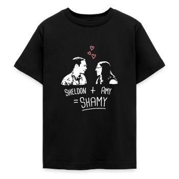 The Big Bang Theory Sheldon + Amy = Shamy - Teenager T-Shirt - Schwarz - Vorne - AI Model Teenager Male light (155cm)