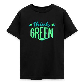 Think green! Think green! Environmentally friendly ecology - Teenage T-Shirt - black - Front - AI Model Teenager Male light (155cm)