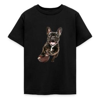 Fransk bulldog - Teenager-T-shirt - sort - Foran - AI Model Teenager Male light (155cm)