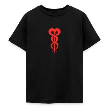 Coeur tordu rouge - T-shirt Ado - noir - Devant - AI Model Teenager Male light (155cm)