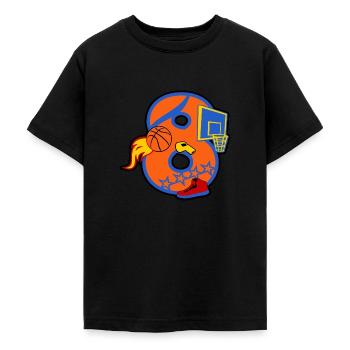 Basketball 8. Geburtstagsparty Nummer 8 - 8 Jahre - Teenager T-Shirt - Schwarz - Vorne - AI Model Teenager Male light (155cm)