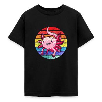 Axolotl. Retro Axolotl. Lustiges Axolotl - Teenager T-Shirt - Schwarz - Vorne - AI Model Teenager Male light (155cm)