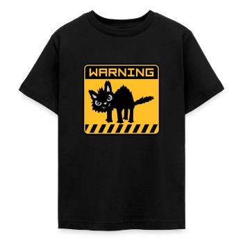 Avertissement chat dangereux - T-shirt Ado - noir - Devant - AI Model Teenager Male light (155cm)