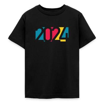 2024 happy new year Jahreszahl Datum Zahl Anno - Teenager T-Shirt - Schwarz - Vorne - AI Model Teenager Male light (155cm)