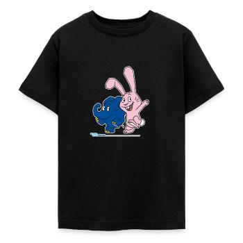 Elefant und Hase hüpfen - Teenager T-Shirt - Schwarz - Vorne - AI Model Teenager Male light (155cm)