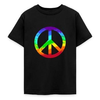Peace-Zeichen Regenbogen Frieden Pazifist Reggae - Teenager T-Shirt - Schwarz - Vorne - AI Model Teenager Male light (155cm)