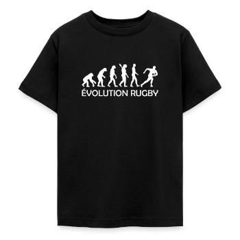 Évolution rugby - Humour Rugby - T-shirt Ado - noir - Devant - AI Model Teenager Male light (155cm)