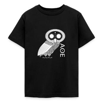Eule Athena - Teenager T-Shirt - Schwarz - Vorne - AI Model Teenager Male light (155cm)