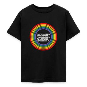 égalité diversité identité chemise noire - T-shirt Ado - noir - Devant - AI Model Teenager Male light (155cm)