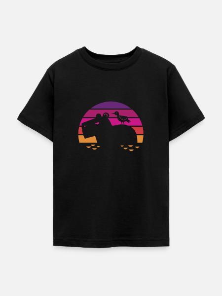 Hippopotamus - Sunset - Flusspferd - Nilpferd - Teenager T-Shirt - Schwarz