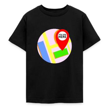 Karte Standort "you are here" - Teenager T-Shirt - Schwarz - Vorne - AI Model Teenager Male light (155cm)