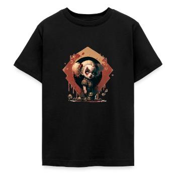 Quinn Demon Girl with Skulls - Teenage T-Shirt - black - Front - AI Model Teenager Male light (155cm)