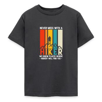 Never Mess With A hiker - Teenage T-Shirt - dark grey - Front - AI Model Teenager Male light (155cm)