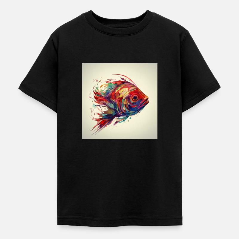 Beau poisson coloré nageant dans la mer - T-shirt Ado - noir