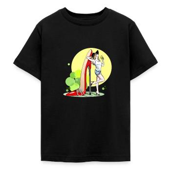 Une femme - T-shirt Ado - noir - Devant - AI Model Teenager Male light (155cm)