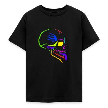 Bunter Totenkopf Retro, 90`s Design und Kunstliebe - Teenager T-Shirt - Schwarz - Vorne - AI Model Teenager Male light (155cm)