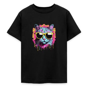 Neon Kat - Teenager T-shirt - zwart - Voor - AI Model Teenager Male light (155cm)