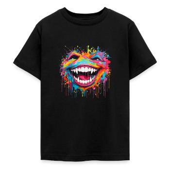 crazy laugh - Teenage T-Shirt - black - Front - AI Model Teenager Male light (155cm)