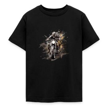 Rider Style T-Shirt Motorrad Lifestyle Shirt - Teenager T-Shirt - Schwarz - Vorne - AI Model Teenager Male light (155cm)