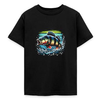 Barsch Angeln Raubfisch - Teenager T-Shirt - Schwarz - Vorne - AI Model Teenager Male light (155cm)