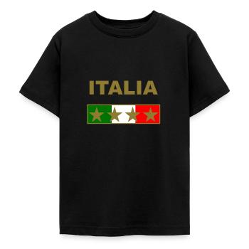 Italien Italy Gold Vier Sterne - Teenager T-Shirt - Schwarz - Vorne - AI Model Teenager Male light (155cm)