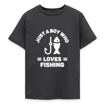 Just a boy who loves fishing - Teenage T-Shirt - dark grey - Front - AI Model Teenager Male light (155cm)