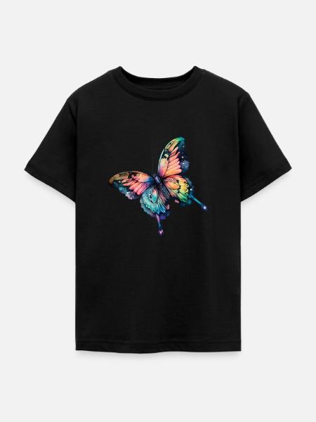 Schmetterling Regenbogenfarben - Teenager T-Shirt - Schwarz