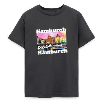 Hamburg Digga coole Hansestadt Hamburch Graffiti - Teenager T-Shirt - Dunkelgrau - Vorne - AI Model Teenager Male light (155cm)