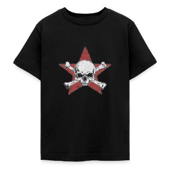 totenkopf und roter stern - Teenager T-Shirt - Schwarz - Vorne - AI Model Teenager Male light (155cm)