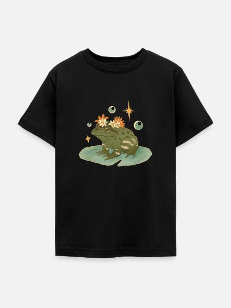 Frosch Aufdruck - Teenager T-Shirt - Schwarz