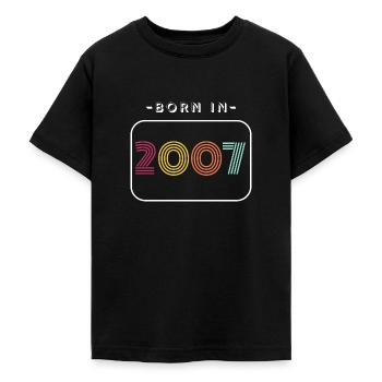 Date de naissance vintage 2007 - T-shirt Ado - noir - Devant - AI Model Teenager Male light (155cm)