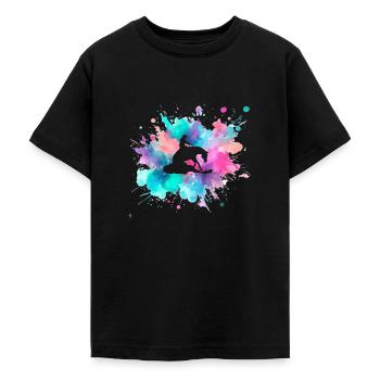 Splash of colour with Sliding Stop Silhouette - Teenage T-Shirt - black - Front - AI Model Teenager Male light (155cm)