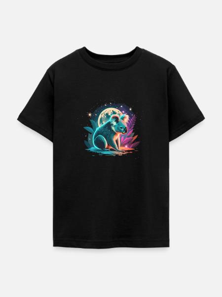 Magischer Koala im Mondschein - Teenager T-Shirt - Schwarz