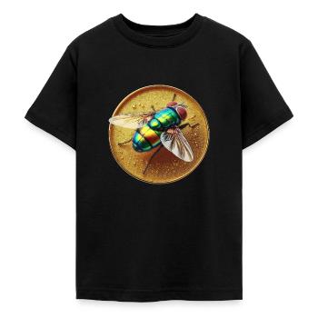 Fluefarvet - Teenager-T-shirt - sort - Foran - AI Model Teenager Male light (155cm)