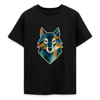 Geometric Wolf Head Polygon Style - Teenage T-Shirt - black - Front - AI Model Teenager Male light (155cm)