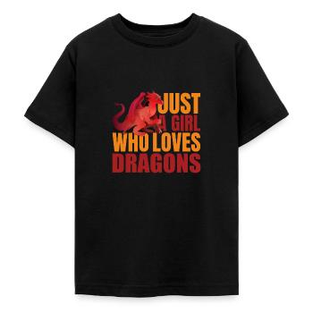 JUSTE UNE FILLE QUI AIME LES DRAGONS - T-shirt Ado - noir - Devant - AI Model Teenager Male light (155cm)