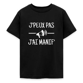 J'PEUX PAS j'AI MANIF' - T-shirt Ado - noir - Devant - AI Model Teenager Male light (155cm)
