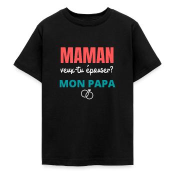 maman veux tu épouser papa? - T-shirt Ado - noir - Devant - AI Model Teenager Male light (155cm)