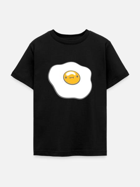 Spiegelei mit Gesicht - Teenager T-Shirt - Schwarz