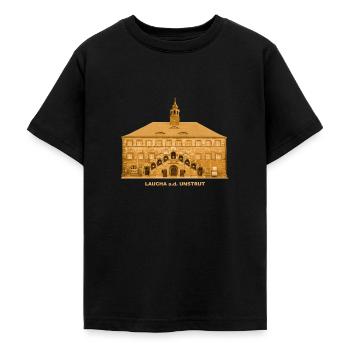 Laucha, mairie, Unstrut, Burgenland, Saxe-Anhalt - T-shirt Ado - noir - Devant - AI Model Teenager Male light (155cm)
