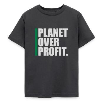 planet over profit Zitat - Teenager T-Shirt - Dunkelgrau - Vorne - AI Model Teenager Male light (155cm)