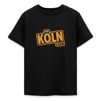 Köln - 0221 - Domstadt - Rhein - Kölner Dom - Teenager T-Shirt - Schwarz - Vorne - AI Model Teenager Male light (155cm)