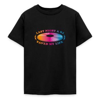 Hier soir, un DJ m’a sauvé la vie - T-shirt Ado - noir - Devant - AI Model Teenager Male light (155cm)