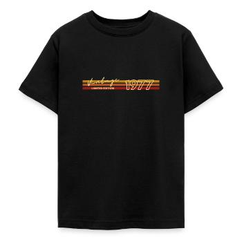 NÉ EN 1977 - T-shirt Ado - noir - Devant - AI Model Teenager Male light (155cm)