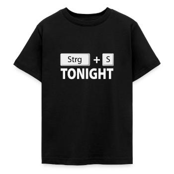 Save (Ctrl + S) tonight - Teenage T-Shirt - black - Front - AI Model Teenager Male light (155cm)